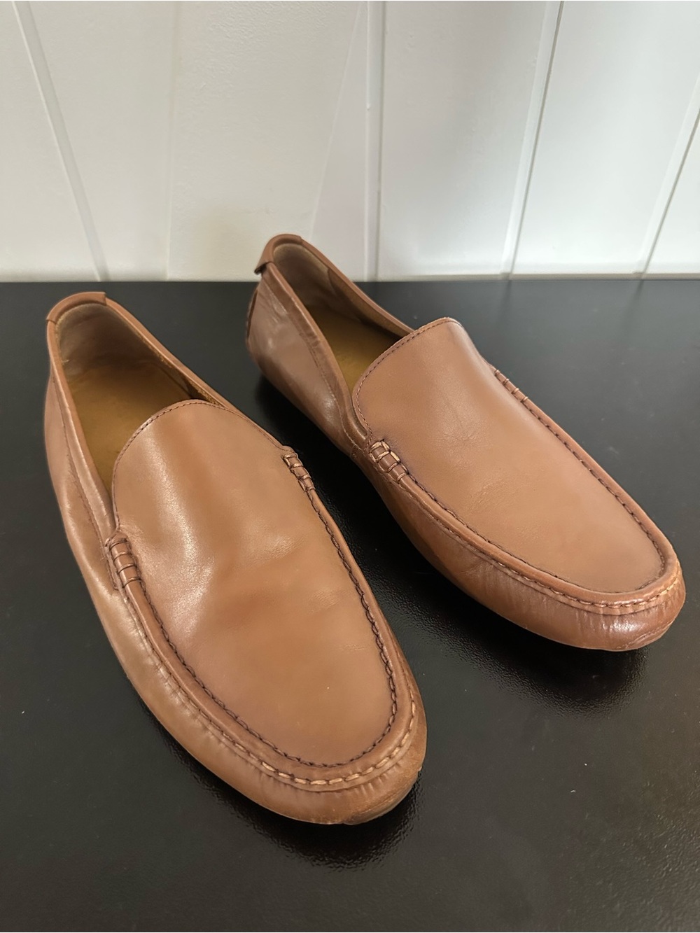 Cole Haan Men's Light Brown Leather Slip-On Loafers - Size 11.5